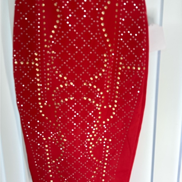 Axist Red Maxi Skirt with Gold Accents - Picture 5 of 12